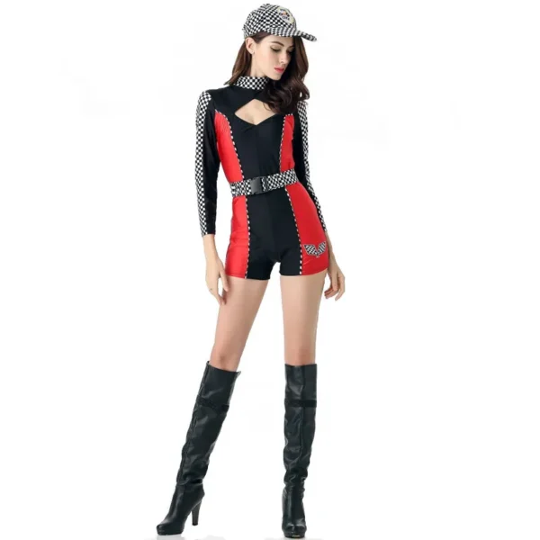 Red Sexy Women Halloween Racing Girl Costumes Female Race Queen Suits Cosplay Carnival Purim Nightclub Bar Role Play Party Dress - Image 2