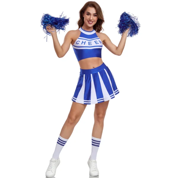 Adult Sexy Cheerleader Outfit Girl Cheer Schoolgirl Gleeing Uniform Halloween Women High School Cheerleading Dress Costume - Image 5