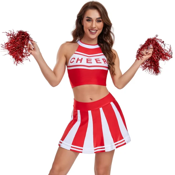 Adult Sexy Cheerleader Outfit Girl Cheer Schoolgirl Gleeing Uniform Halloween Women High School Cheerleading Dress Costume - Image 2