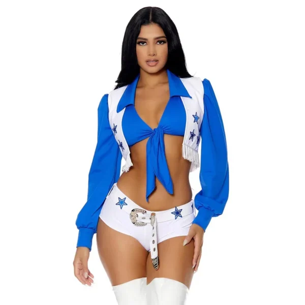 Lady Cheerleader National Basketball Football Costume Schoolgirl Top Shorts Cosplay Halloween Carnival Party Fancy Dress